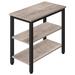 17 Stories Rustic End Table w/ Storage Shelf, Greige + Black, Retro Design, 3-Layer Organizer Wood/Metal in Brown | Wayfair