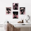 SIGNLEADER Fashionable Black Woman In Hat Couture Fashion Framed On Paper 4 Pieces Print Paper in Black/Pink | 16 H x 12 W x 1 D in | Wayfair