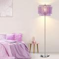 Rephen Crystal Floor Lamp Purple, Elegant Standing Lamps w/ Double-Layer Lampshade, LED Floor Lamp w/ On/Off Foot Switch | Wayfair L0046