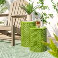 Gian Outdoor Side Table Set of 2, for Indoor Outdoor Heavy Duty Frame Accent Table Modern End Table in Green | 19 H x 14.5 W x 14.5 D in | Wayfair