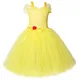 Robe Tutu Longue au Poivre Jaune pour Fille Inspiré de la Belle et la Bête Princesse Costumes