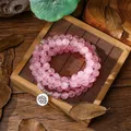 Bracelet de Yoga en Quartz Rose pour femmes nouveau Design pierre naturelle cristal Rose Lotus