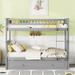 Myhomekeepers Twin Over Twin Bunk Bed w/ Trundle, Convertible Beds(Expected Arrival Time: 4.3) Wood in Gray | 64.1 H x 78.7 W x 42.4 D in | Wayfair