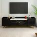 Latitude Run® Sleek Design TV Stand w/ Fluted Glass 18.98" H x 63.07" W x 12.28" D Wood in Black | 18.98 H in | Wayfair