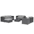 Hokku Designs Maradith piece Pe Rattan Outdoor Lounge Set: Garden Sofa, Chairs, & Table Ensemble For Patio Comfort Metal in Gray | 53 W in | Wayfair