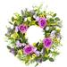 Northlight Seasonal Peony Mixed Floral Springtime 24" Polyester Wreath in Green/Indigo/Yellow | 24 H x 24 W x 5 D in | Wayfair NORTHLIGHT YK95668