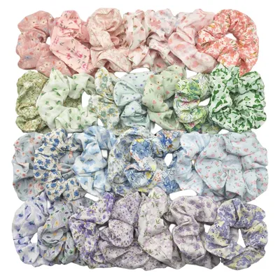 Chouchous en mousseline de soie pour femmes et filles 5 pièces/lot bandes élastiques multicolores