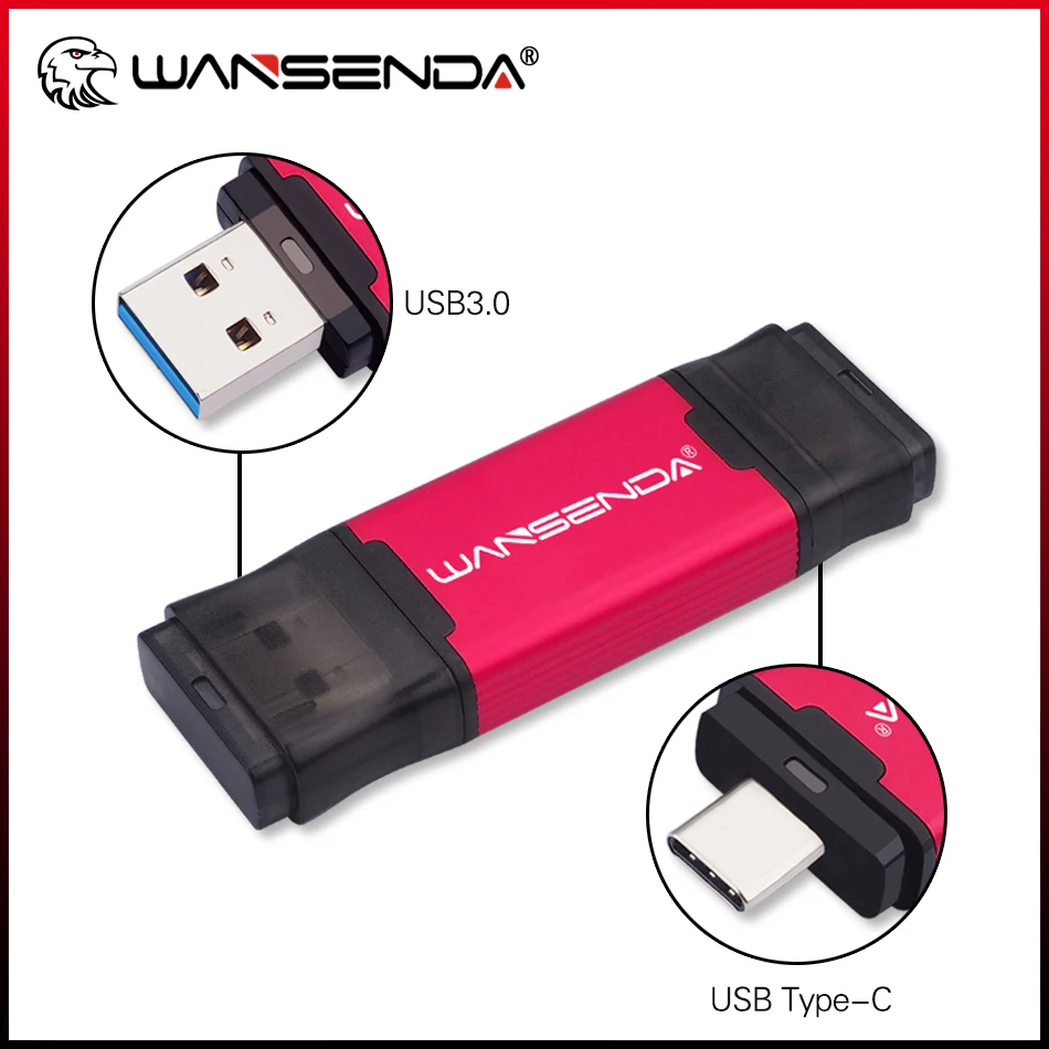 WANSENDA OTG clé USB 2 en 1 TYPE C & USB 3.0 clé USB 512GB 256GB 128GB 64GB 32GB clé USB haute vitesse clé USB