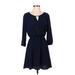 Lush Casual Dress - Wrap: Blue Solid Dresses - Women's Size Small