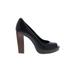 Tory Burch Heels: Slip On Chunky Heel Minimalist Black Solid Shoes - Women's Size 9 1/2 - Peep Toe