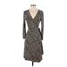 BCBGMAXAZRIA Casual Dress - Wrap: Brown Paisley Dresses - Women's Size Small