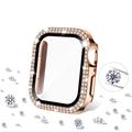 Screen Protector, Bling Case For Iphone Watch Se Series 8/7/6/5/4 With Hard Pc Tempered Glass Rhinestone Protection, Full Face Case Accessories For, Iwatch Girls & Women