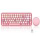 Perixx PERIDUO-713 Kabellose Tastatur und Maus, runde Tasten, Retro Schreibmaschine Design, Multimedia-Tasten, Cute Pink, Italienische QWERTY