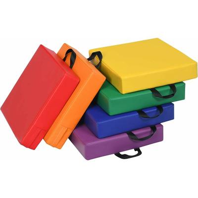 6er Set Kinder Stuhlkissen, Bodenkissen mit Griff, Sitzkissen aus Kunstleder & Image
