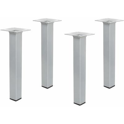 Silberne Möbelfüße 4er Set Eckig 350mm Höhe 25 x 25mm Tischfüße Sofafüße Metall Image