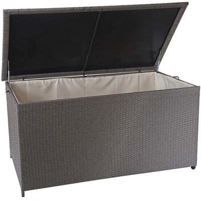 Poly-Rattan Kissenbox HHG 570, Gartentruhe Auflagenbox Truhe Premium grau, 80x160x94cm 950l Image
