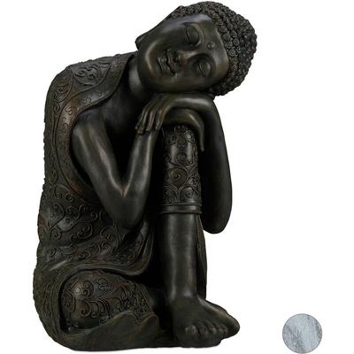 Relaxdays - Buddha Figur geneigter Kopf, xl 60cm, Asia Gartenfigur, Dekofigur Wohnzimmer, frost- & Image