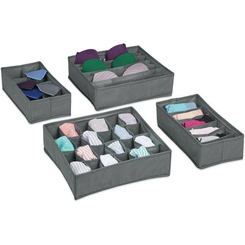 Unterwäsche Organizer, 4 tlg. Schubladen Ordnungssystem Kleiderschrank, für Socken, BHs,