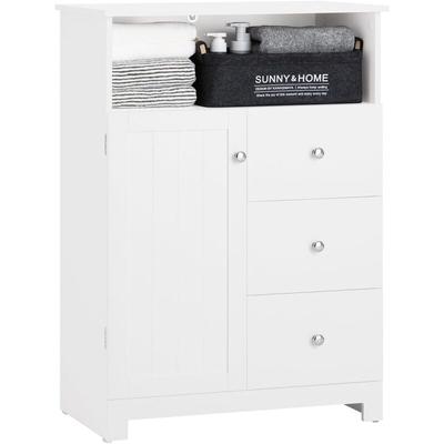 BZR107-W Badkommode Badschrank Kommode fürs Bad Badezimmerschrank Aufbewahrungsschrank Flurschrank