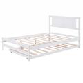 Red Barrel Studio® Full Size Platform Bed w/ Adjustable Trundle Wood in White | 39.4 H x 97.6 W x 78 D in | Wayfair