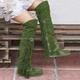Women's Boots Cowboy Boots Suede Shoes Plus Size Outdoor Daily Solid Color Over The Knee Boots Thigh High Boots Tassel Wedge Heel Hidden Heel Round Toe Elegant Bohemia Vintage Walking Faux Suede
