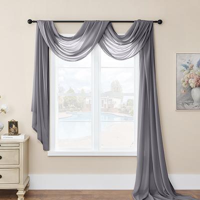 Valentine's Day Luxury Window Scarf Sheer Voile Elegant Topper Long Window Valance Solid Window Treatment Swags Drapes for Window Ceremony Wedding Canopy Bed