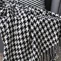 Sofa blanket knitted blanket houndstooth tassel wool blanket small blanket summer woven blanket American thread blanket