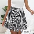 Women's Skirt Swing Mini Skirts Print Floral Casual Daily Weekend Summer Polyester Fashion Casual Black-White Black White Red