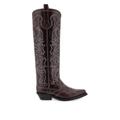Embroidered Leather Western Boots - Brown - Ganni Boots