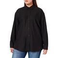 Samoon Damen Bluse aus Lyocell Langarm, Manschette Bluse Langarm Bluse unifarben Black 46