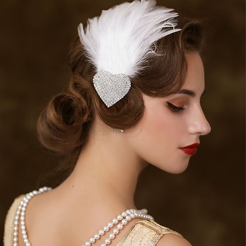 Haarclip Haarklammer Flapper Stirnband Kopfbedeckung Retro Vintage Brüllen 20s 1920s Feder Für Der große Gatsby Flapper-Mädchen Cosplay Halloween Karneval Damen Modeschmuck Modeschmuck