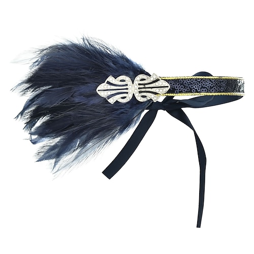 Kopfbedeckung Flapper Stirnband Kopfbedeckung Retro Vintage Brüllen 20s 1920s Feder Für Der große Gatsby Flapper-Mädchen Cosplay Halloween Karneval Damen Modeschmuck Modeschmuck