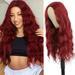 Long Red Wavy Wigs for women Middle Part Curly Wavy Wigs 26inch Synthetic Heat Resistant Wig Natural Looking Wigs for Daily Cosplay