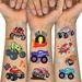 75 PCS Truck Temporary Tattoos for Kids Birthday Party Favor- Groovy Silver Metallic Styles Fake Tattoos | Trucks Car Racing Flames Trophy Tattoo for 5 6 7 8 Years Boys Girls Easter Gift
