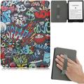 Artyond Case for Kindle Paperwhite 2021 PU Leather Hand Strap with Auto Sleep/Wake Case for 6.8 Kindle Paperwhite 11th Generation 2021 Release and Kindle Paperwhite Signature Edition Graffiti