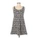 Maison Jules Casual Dress: Gray Chevron/Herringbone Dresses - Women's Size Medium
