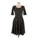 Lularoe Casual Dress - Fit & Flare: Black Polka Dots Dresses - Women's Size Large