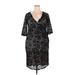 IGIGI Cocktail Dress - Sheath V-Neck 3/4 Sleeve: Black Print Dresses - Women's Size 20 Plus