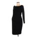Isabel Maternity Casual Dress - Sheath Boatneck 3/4 sleeves: Black Solid Dresses - Women's Size Medium