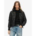 Superdry Womens Quilted Lightweight Collared Cropped Jacket - 16 - Black, Black,Green