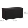 Tabouret banquette pouf de rangement pliant coffre repose-pieds 76 cm noir lin - Noir