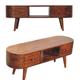 Tv Stand With Drawers & Shelf - Modern Console Table Storage Open Slot Solid Wood Media Unit