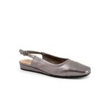 Wide Width Women's Vittoria Sling Back Flat by SoftWalk in Pewter Metal (Size 7 1/2 W)