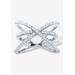 Women's .57 Tcw Cubic Zirconia Sterling Silver Micro Pave Crossover Ring by PalmBeach Jewelry in Silver (Size 7)