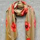 Poppy Flowers Beige Cotton Scarf/Summer Autumn Winter Scarf/Scarf Women/Gifts For Her/Birthday Christmas Gifts/Gifts Mother