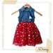 Disney Dresses | Disney Junior Mickey Mouse Denim Dress W/ Red Starry Tulle | Color: Blue/Red | Size: 2tg