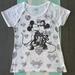 Disney Tops | Disney Minnie & Mickey Mouse Heart Print Semi Sheer Short Sleeve Tee Shirt | Color: Black/White | Size: L