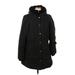 Croft & Barrow Coat: Mid-Length Black Print Jackets & Outerwear - Women's Size Large
