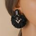 Anthropologie Jewelry | Back Floral Dangle Stud Earrings N303 | Color: Black/Gold | Size: Os