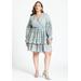 Plus Size Women's Eyelet Flare Mini Dress by ELOQUII in Grey Spruce (Size 32)